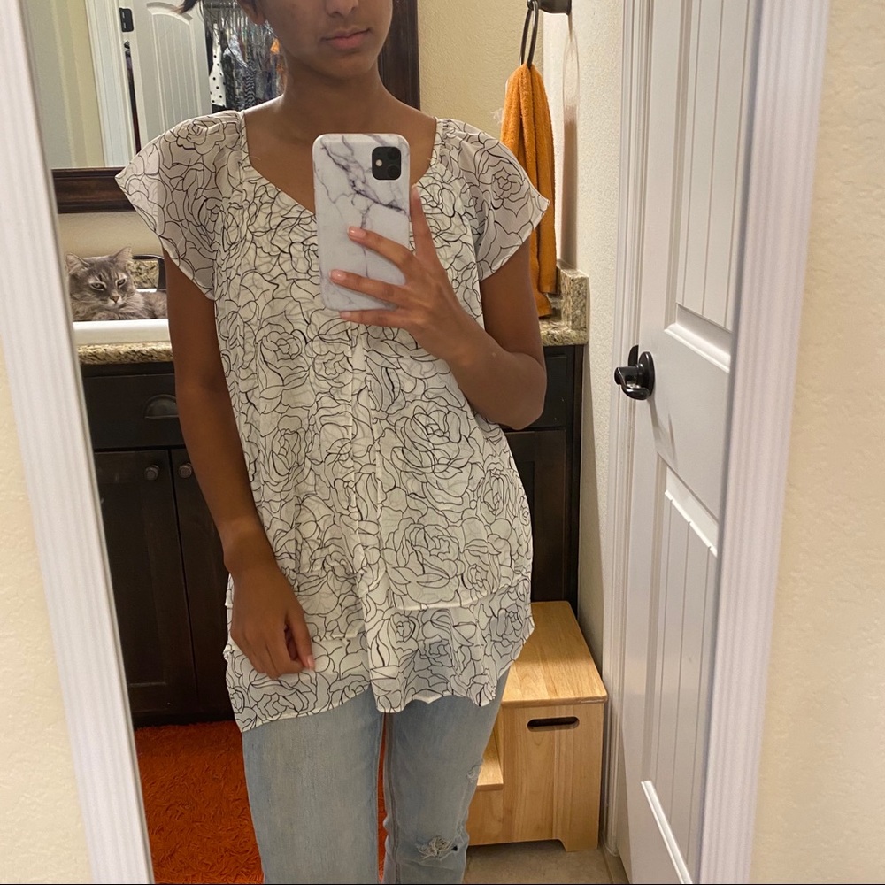 Black and White Printed Blouse